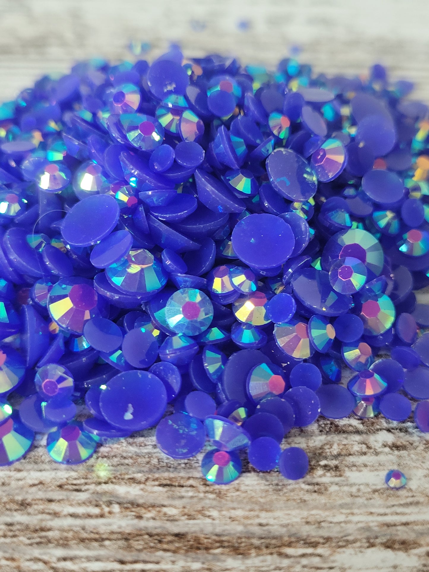 Sapphire Resin Flatback Iridescent Rhinestones, Tumblers, Cups, Lids, Freshies, Arts & Crafts, Nail Art, Ships from the USA