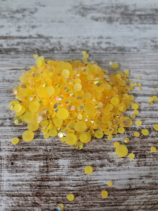 Bright Yellow Resin Flatback Rhinestones, Tumblers, Cups, Lids, Freshies, Arts & Crafts, Nail Art, Ships from the USA
