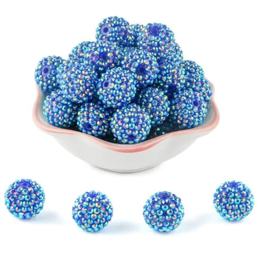 Blue AB, Center Drilled, Rhinestone Acrylic Beads, Craft Supplies, Kids Crafts, Beading Supplies, Jewelry, Ships from the USA