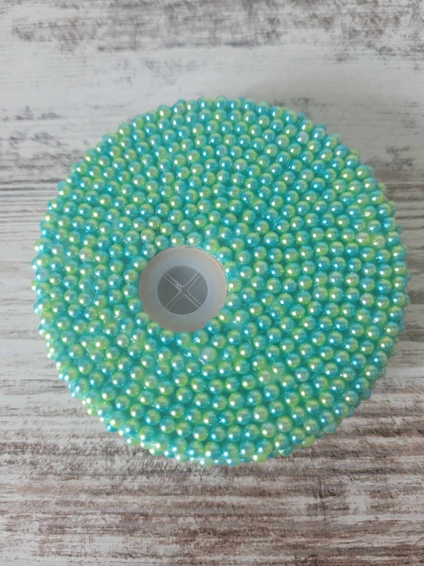 Teal and Lime Green HANDMADE Pearl Rhinestone lid, Perfect for Easter and Summer, Ships from the USA
