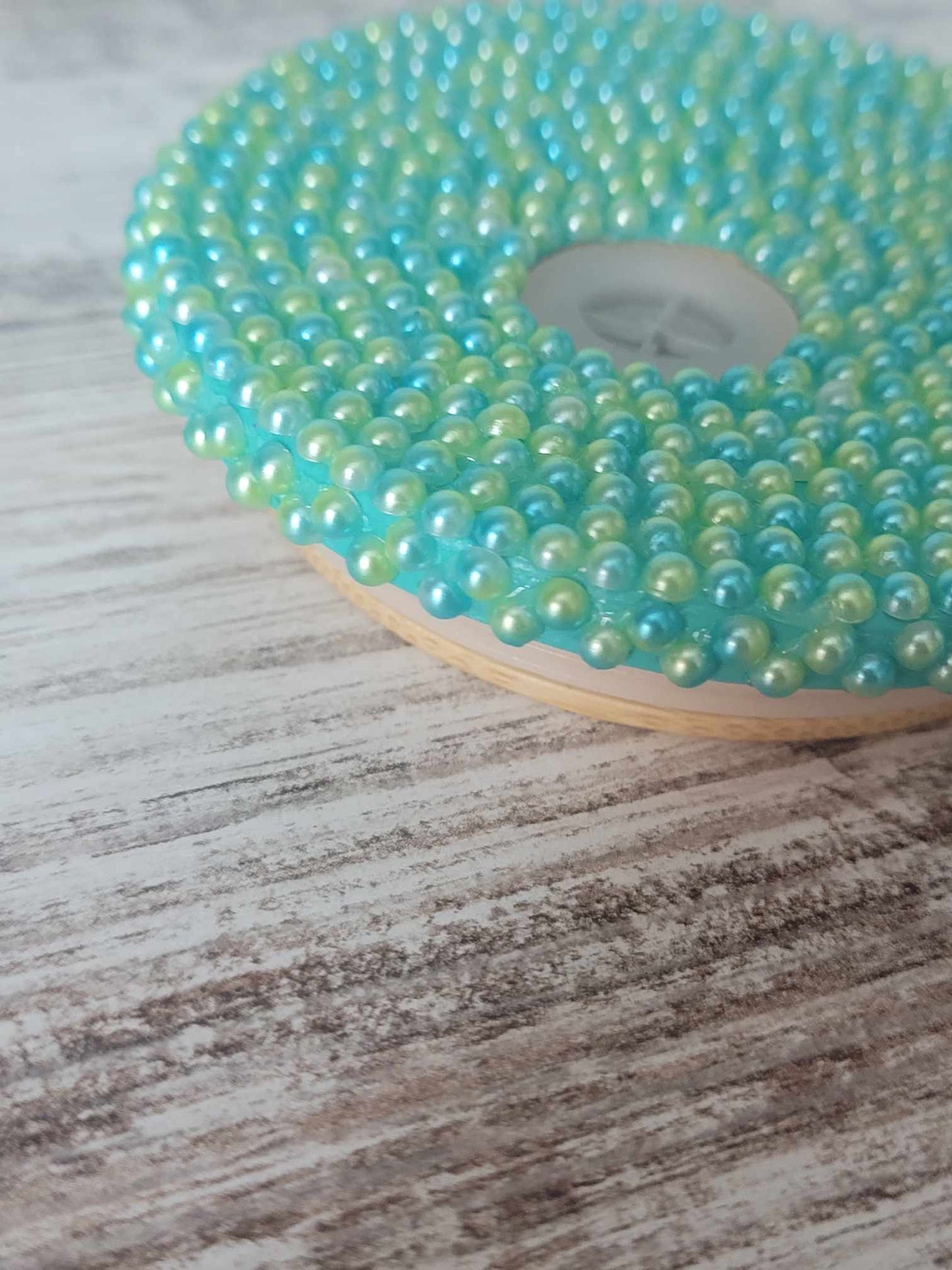Teal and Lime Green HANDMADE Pearl Rhinestone lid, Perfect for Easter and Summer, Ships from the USA