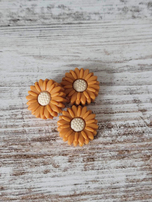 Orange Daisy Flower, Silicone focal bead, ships from the USA