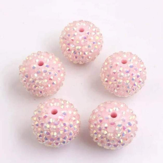 20mm Baby Pink, Rhinestone Iridescent Beads, Drilled Center, Beaded projects, DIY, ships from the USA