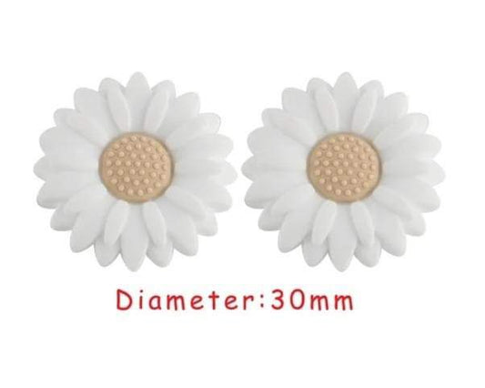White Daisy Silicone focal bead, beadable projects, ships from the USA