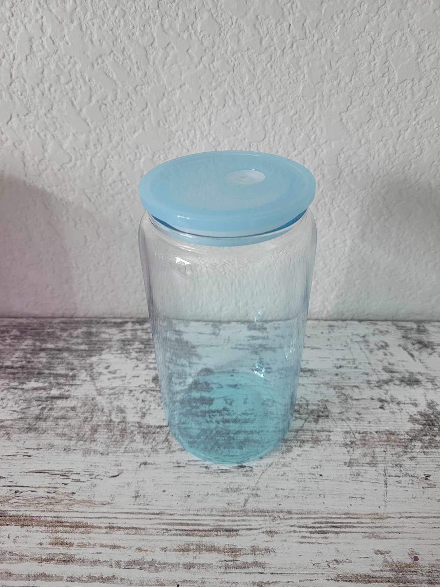 16oz Glass Gradient Ombré, with Jelly Lids, comes with straw, Ships from the USA