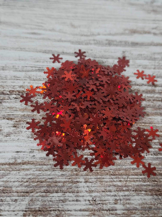 Red Snowflake Shaped Glitter, Ships from the USA