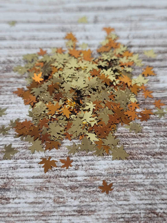 Autumn Colors Maple Leaf Shaped Glitter, Ships from the USA