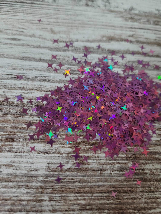 Purple Holographic Star Shaped Glitter, Ships from the USA