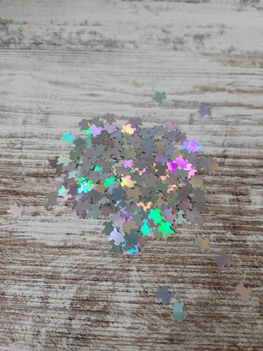 Silver Holographic Sea Turtle Shaped Glitter, Ships from the USA