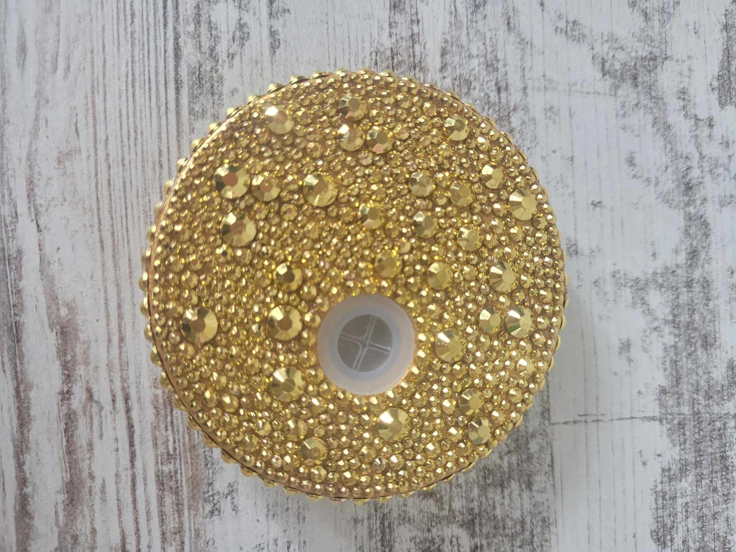 HANDMADE Gold Rhinestone Bamboo Lid, Perfect for 16oz Glass Cups, Ships from the USA