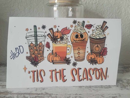 DTF Transfer Wrap, “Tis the Season” coffee, Halloween, Pumpkins, Ships from the USA