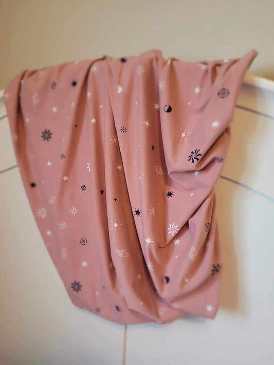 Handmade Standard Crib Sheet, Cotton Blend Pink Stars, Toddler Bed, Luxurious crib sheet, Ready to Ship, Ships from the USA
