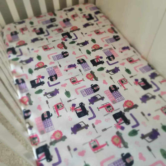 Handmade Standard Crib Sheet, Pink Animal Flannel, Toddler Bed, Luxurious crib sheet, Ready to Ship, Ships from the USA