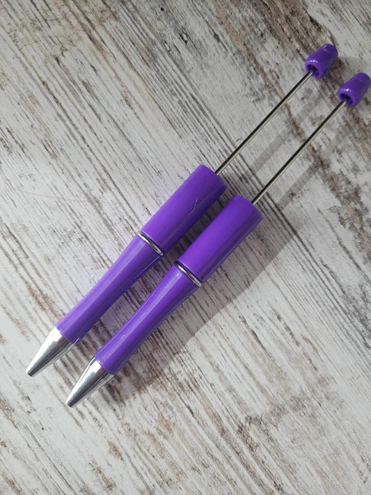 Light purple and silver accented Beadable Pen, DIY beadable pens, pen blanks, Beadable Ball point Pen, Refillable Pen