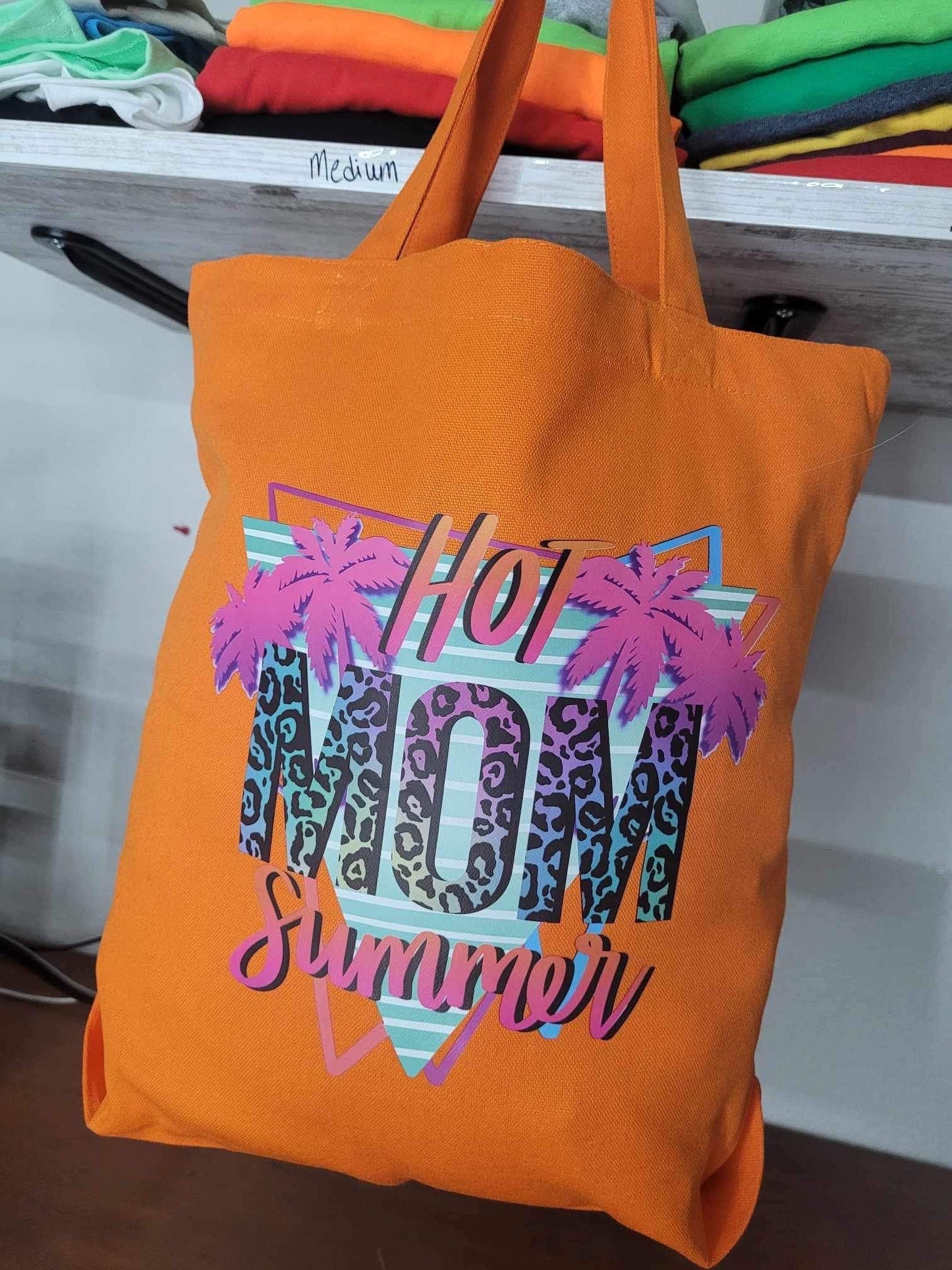 Orange Canvas Tote Bag "Hot Mom Summer", Ships from the USA! Eco Friendly