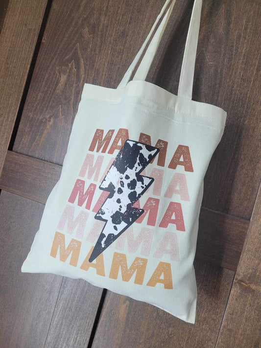 Canvas Mama Tote Bag, Lightening, Ships from the USA!  Eco Friendly Bag