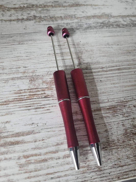 Red and silver accented Beadable Pen, DIY beadable pens, Beadable Ball point Pen, Refillable Pen