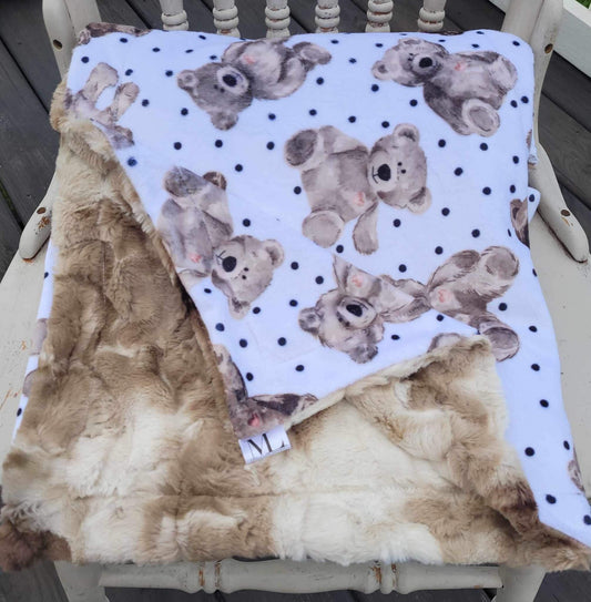 Teddy Bear Minky Blanket, EXTREMELY SOFT and cozy